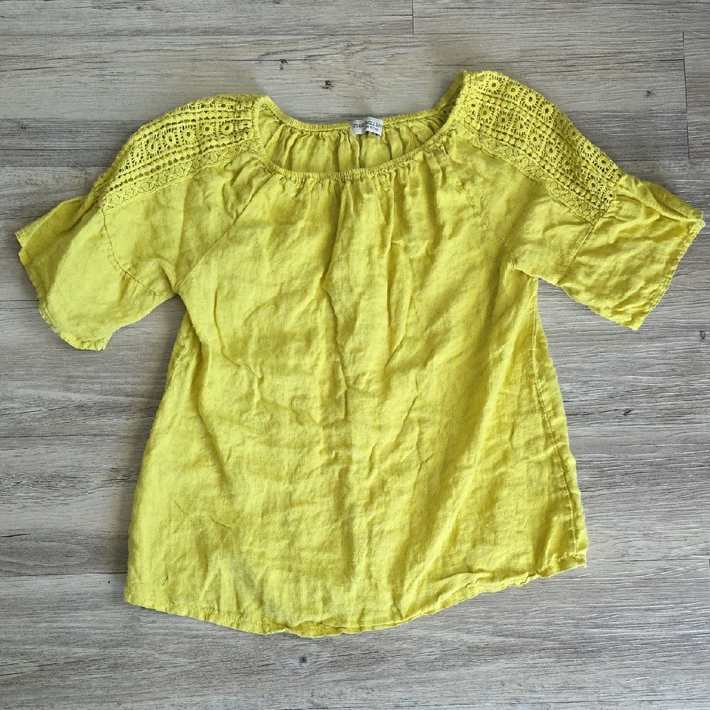 Sunny Yellow Lace Accent Women's Blouse